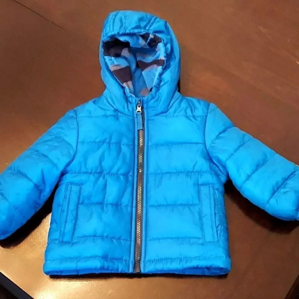 Oshkosh Blue Hooded Puffer Coat 18M